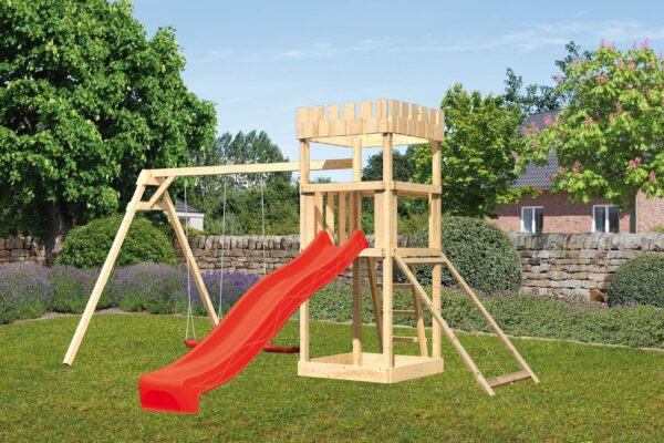 2532543 spielturm ritterburg loewenherz mit 2 5m rutsche