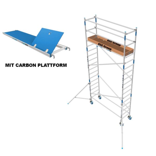 asc group asc rollgeruest 135x250 mit plattform aus karbon arbeitshoehe bis 6 2m