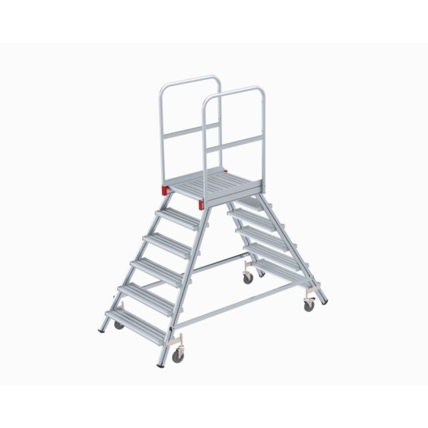 euroline mobile podesttreppe podestleiter zweiseitig begehbar nr 516 2 x 6 stufen