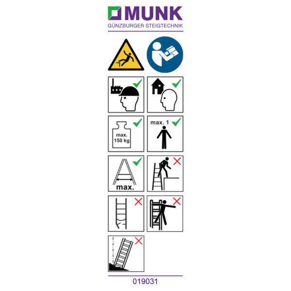 guenzburger steigtechnik hinweis aufkleber fuer ml stehleitern einseitig begehbar aufkleber 19031
