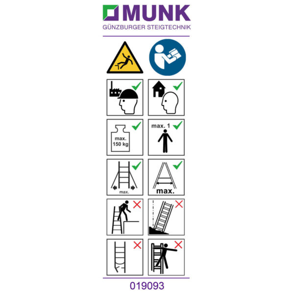 guenzburger steigtechnik hinweis aufkleber fuer plattformleitern 2 50 m flexxstep aufkleber 19093
