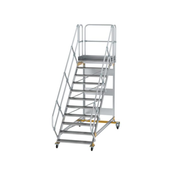 guenzburger steigtechnik plattformtreppe 45 fahrbar stufenbreite 1000mm 11 stufen aluminium geriffelt