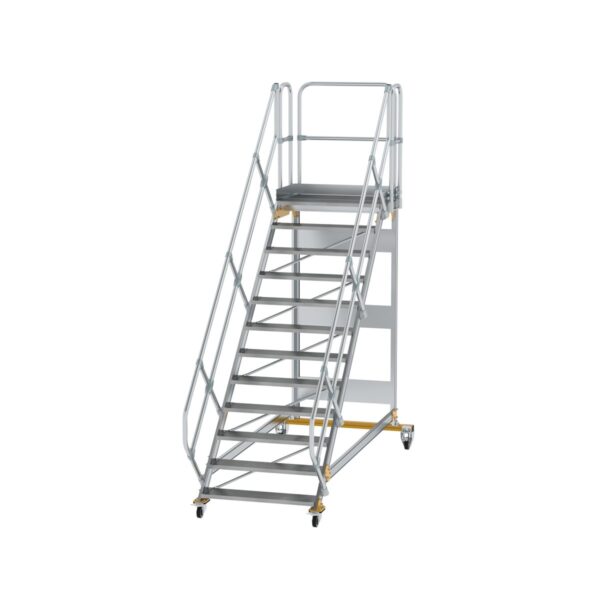 guenzburger steigtechnik plattformtreppe 45 fahrbar stufenbreite 1000mm 12 stufen aluminium geriffelt