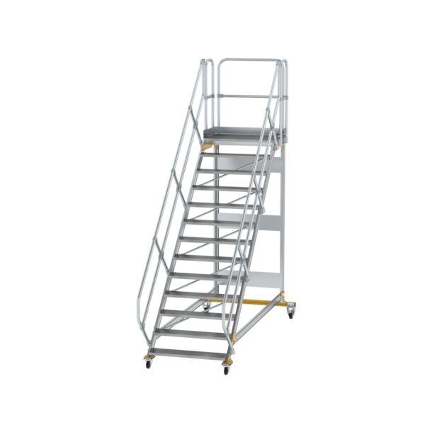 guenzburger steigtechnik plattformtreppe 45 fahrbar stufenbreite 1000mm 13 stufen aluminium geriffelt