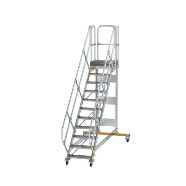 guenzburger steigtechnik plattformtreppe 45 fahrbar stufenbreite 600 mm 11 stufen aluminium geriffelt