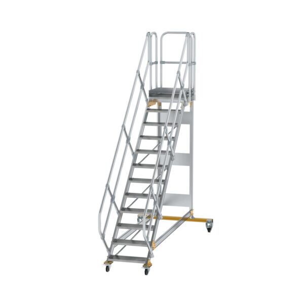 guenzburger steigtechnik plattformtreppe 45 fahrbar stufenbreite 600 mm 12 stufen aluminium geriffelt