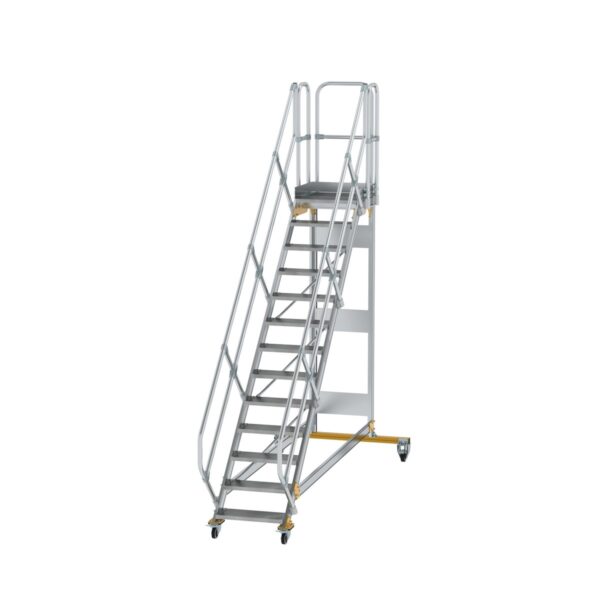 guenzburger steigtechnik plattformtreppe 45 fahrbar stufenbreite 600 mm 13 stufen aluminium geriffelt