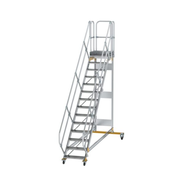 guenzburger steigtechnik plattformtreppe 45 fahrbar stufenbreite 600 mm 14 stufen aluminium geriffelt