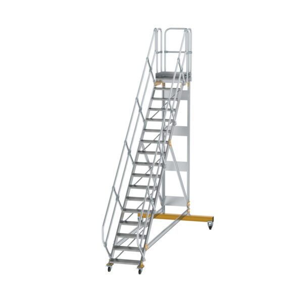 guenzburger steigtechnik plattformtreppe 45 fahrbar stufenbreite 600 mm 17 stufen aluminium geriffelt