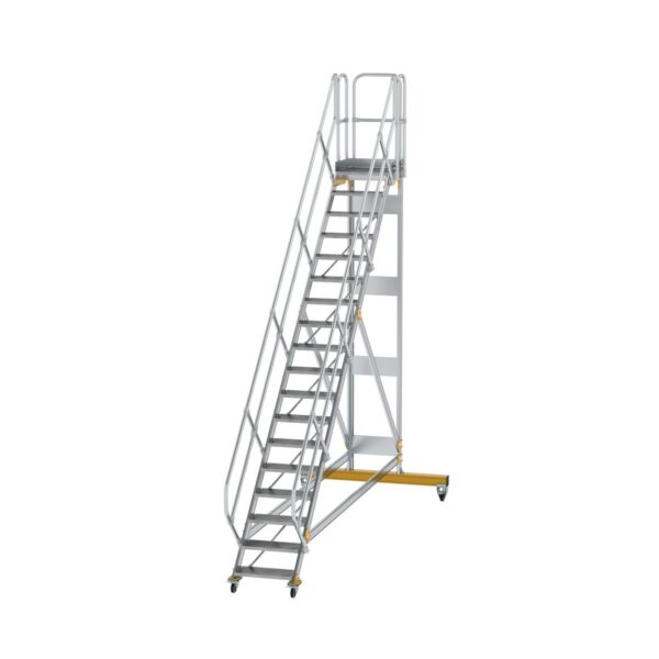 guenzburger steigtechnik plattformtreppe 45 fahrbar stufenbreite 600 mm 19 stufen aluminium geriffelt