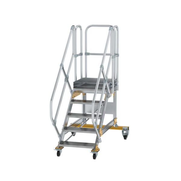 guenzburger steigtechnik plattformtreppe 45 fahrbar stufenbreite 600 mm 5 stufen aluminium geriffelt