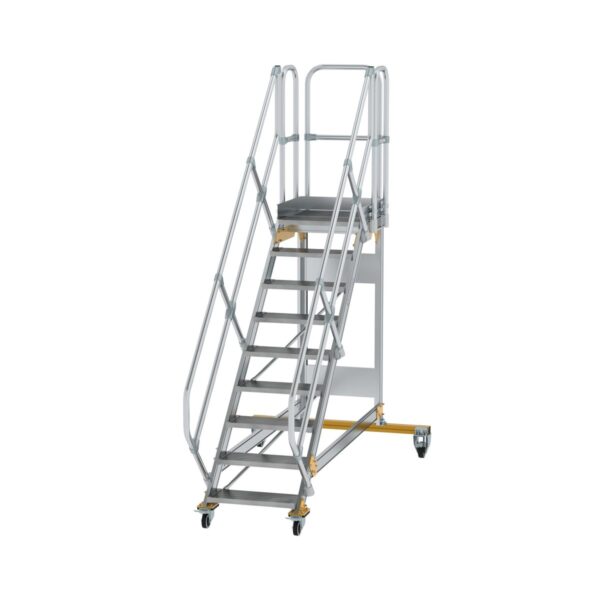 guenzburger steigtechnik plattformtreppe 45 fahrbar stufenbreite 600 mm 9 stufen aluminium geriffelt