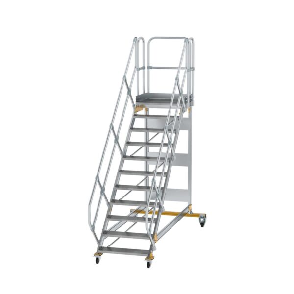 guenzburger steigtechnik plattformtreppe 45 fahrbar stufenbreite 800 mm 11 stufen aluminium geriffelt