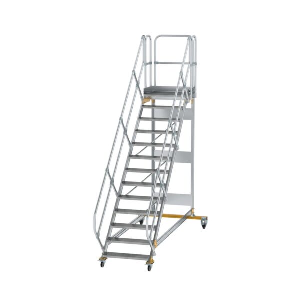 guenzburger steigtechnik plattformtreppe 45 fahrbar stufenbreite 800 mm 13 stufen aluminium geriffelt