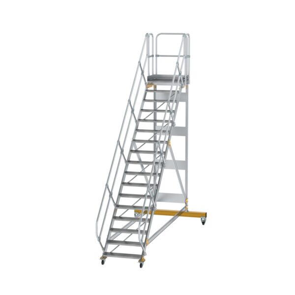 guenzburger steigtechnik plattformtreppe 45 fahrbar stufenbreite 800 mm 17 stufen aluminium geriffelt