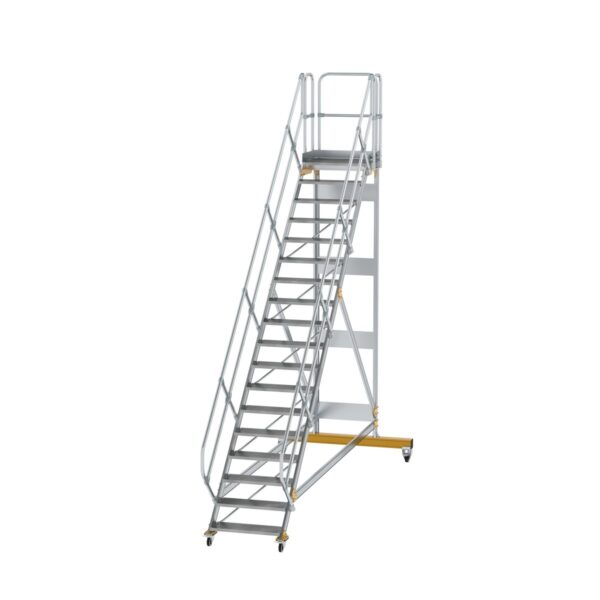 guenzburger steigtechnik plattformtreppe 45 fahrbar stufenbreite 800 mm 19 stufen aluminium geriffelt