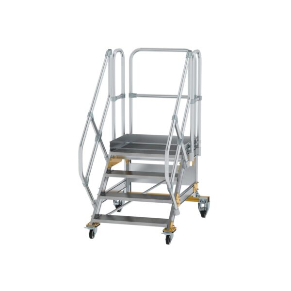 guenzburger steigtechnik plattformtreppe 45 fahrbar stufenbreite 800 mm 4 stufen aluminium geriffelt