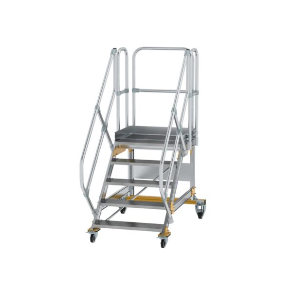 guenzburger steigtechnik plattformtreppe 45 fahrbar stufenbreite 800 mm 5 stufen aluminium geriffelt