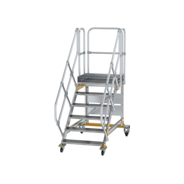 guenzburger steigtechnik plattformtreppe 45 fahrbar stufenbreite 800 mm 6 stufen aluminium geriffelt