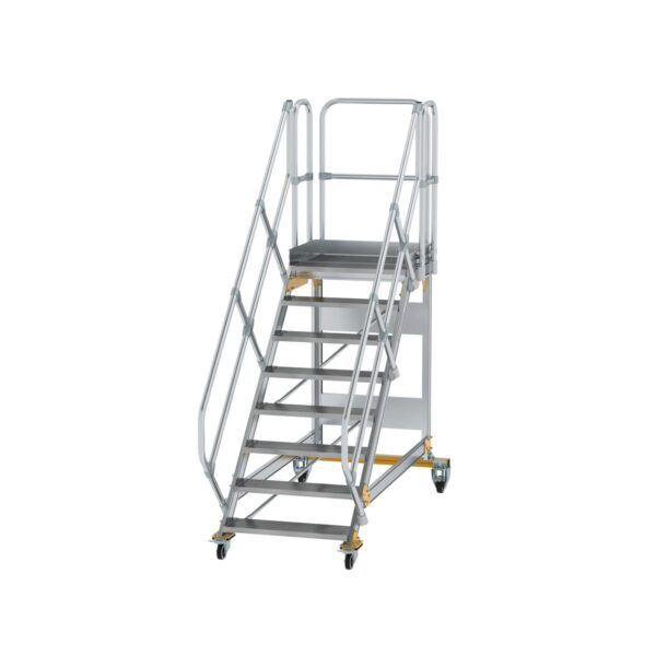 guenzburger steigtechnik plattformtreppe 45 fahrbar stufenbreite 800 mm 8 stufen aluminium geriffelt