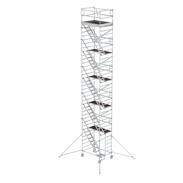 guenzburger steigtechnik rollgeruest 1 35 x 1 80 m mit schraegaufstiegen ausleger plattformhoehe 10 35 m