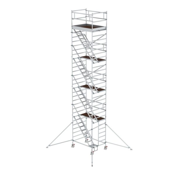 guenzburger steigtechnik rollgeruest 1 35 x 1 80 m mit schraegaufstiegen ausleger plattformhoehe 8 35 m