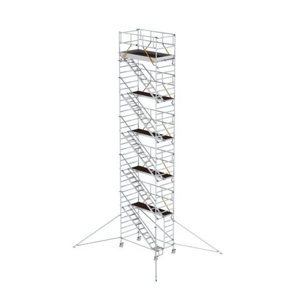 guenzburger steigtechnik rollgeruest sg 1 35 x 2 45 m mit schraegaufstiegen ausleger plattformhoehe 10 35 m