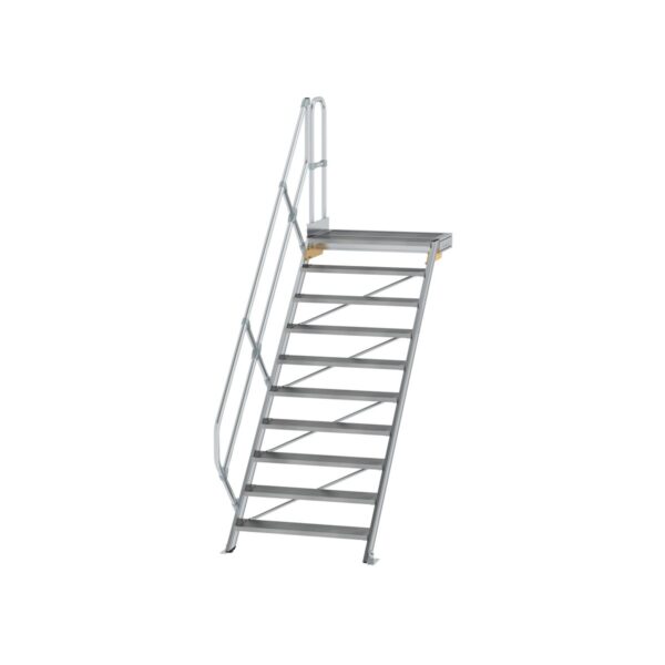 guenzburger steigtechnik treppe mit plattform 45 stufenbreite 1000 mm 10 stufen aluminium geriffelt