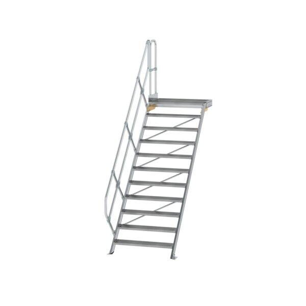 guenzburger steigtechnik treppe mit plattform 45 stufenbreite 1000 mm 11 stufen aluminium geriffelt