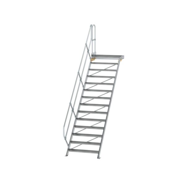 guenzburger steigtechnik treppe mit plattform 45 stufenbreite 1000 mm 14 stufen aluminium geriffelt