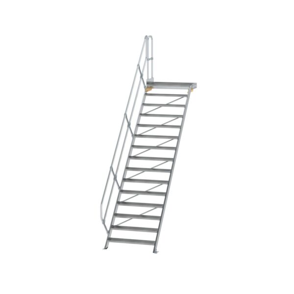 guenzburger steigtechnik treppe mit plattform 45 stufenbreite 1000 mm 15 stufen aluminium geriffelt