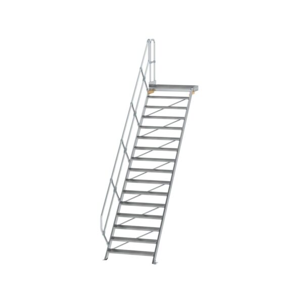 guenzburger steigtechnik treppe mit plattform 45 stufenbreite 1000 mm 16 stufen aluminium geriffelt