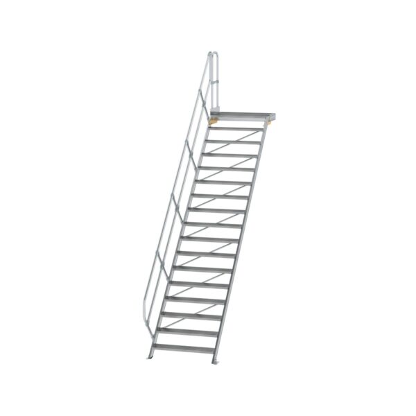 guenzburger steigtechnik treppe mit plattform 45 stufenbreite 1000 mm 17 stufen aluminium geriffelt