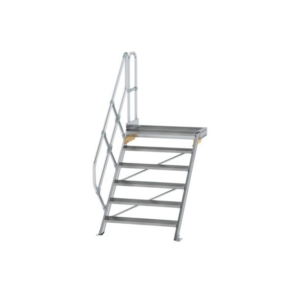 guenzburger steigtechnik treppe mit plattform 45 stufenbreite 1000 mm 6 stufen aluminium geriffelt