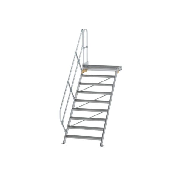 guenzburger steigtechnik treppe mit plattform 45 stufenbreite 1000 mm 9 stufen aluminium geriffelt