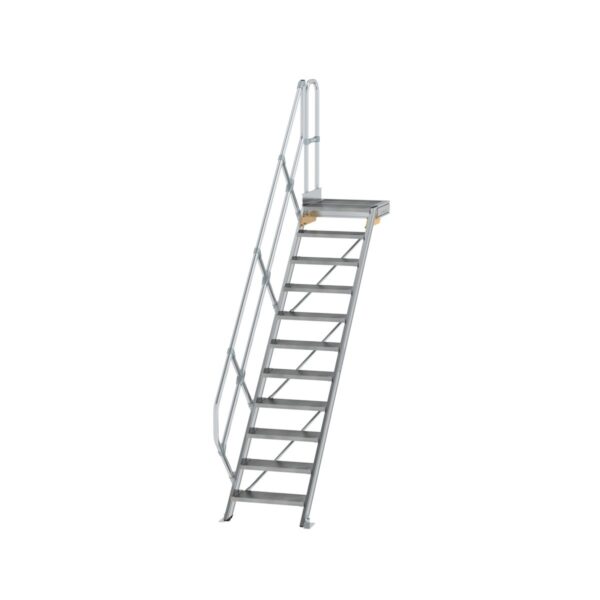 guenzburger steigtechnik treppe mit plattform 45 stufenbreite 600 mm 11 stufen aluminium geriffelt