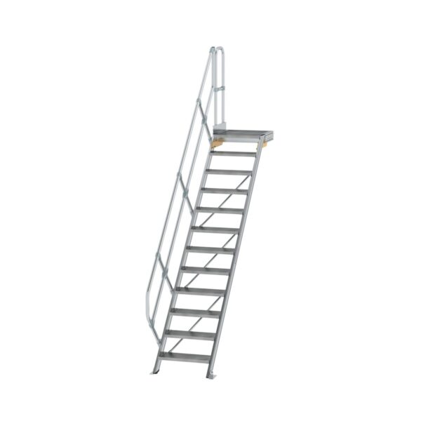 guenzburger steigtechnik treppe mit plattform 45 stufenbreite 600 mm 12 stufen aluminium geriffelt