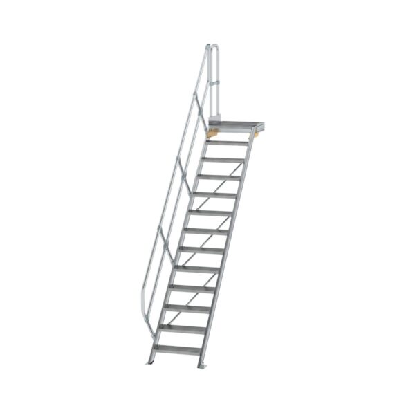 guenzburger steigtechnik treppe mit plattform 45 stufenbreite 600 mm 13 stufen aluminium geriffelt