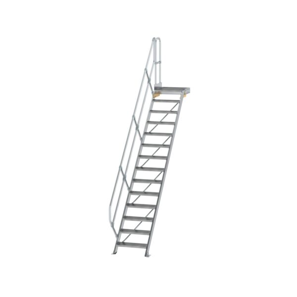 guenzburger steigtechnik treppe mit plattform 45 stufenbreite 600 mm 14 stufen aluminium geriffelt