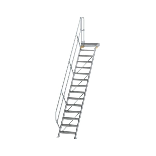 guenzburger steigtechnik treppe mit plattform 45 stufenbreite 600 mm 15 stufen aluminium geriffelt