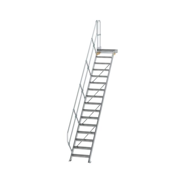 guenzburger steigtechnik treppe mit plattform 45 stufenbreite 600 mm 16 stufen aluminium geriffelt