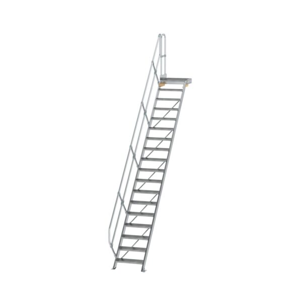 guenzburger steigtechnik treppe mit plattform 45 stufenbreite 600 mm 18 stufen aluminium geriffelt