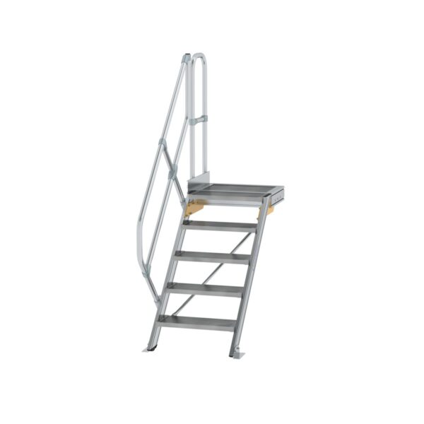 guenzburger steigtechnik treppe mit plattform 45 stufenbreite 600 mm 5 stufen aluminium geriffelt