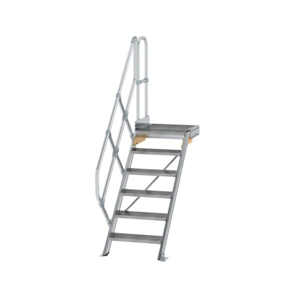 guenzburger steigtechnik treppe mit plattform 45 stufenbreite 600 mm 6 stufen aluminium geriffelt