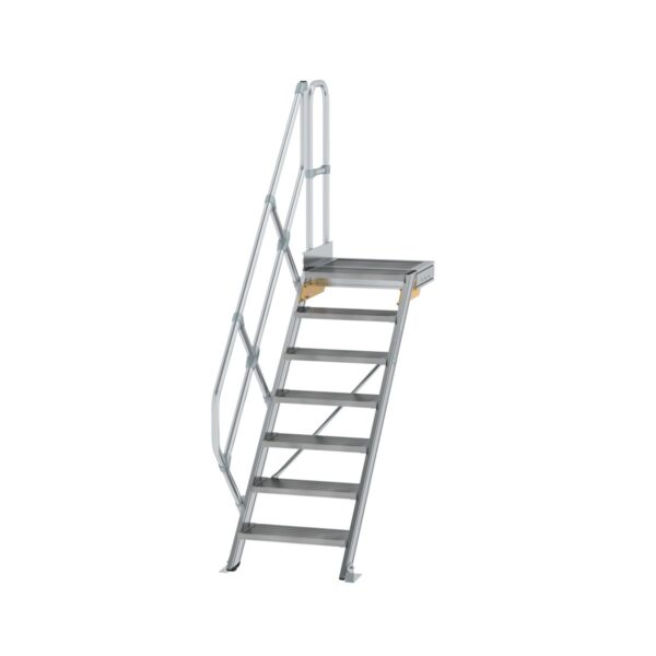 guenzburger steigtechnik treppe mit plattform 45 stufenbreite 600 mm 7 stufen aluminium geriffelt