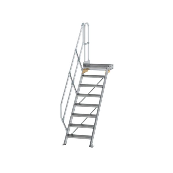 guenzburger steigtechnik treppe mit plattform 45 stufenbreite 600 mm 8 stufen aluminium geriffelt