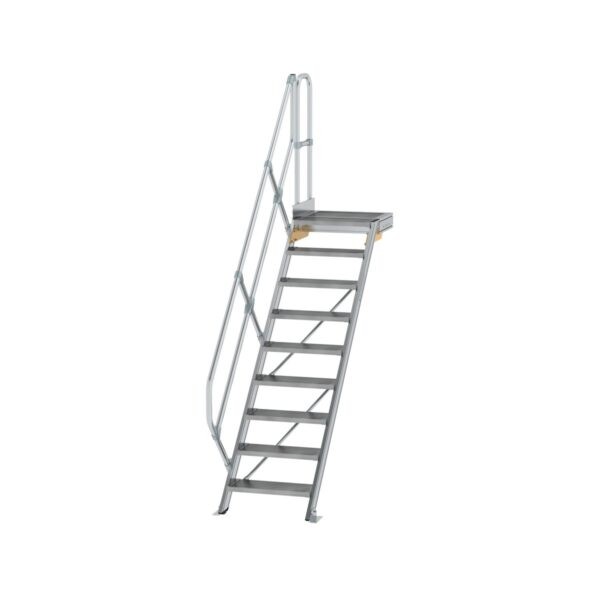 guenzburger steigtechnik treppe mit plattform 45 stufenbreite 600 mm 9 stufen aluminium geriffelt