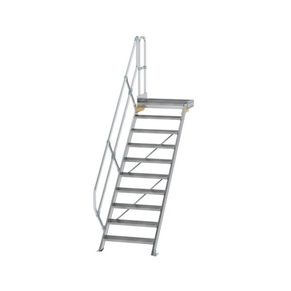 guenzburger steigtechnik treppe mit plattform 45 stufenbreite 800 mm 10 stufen aluminium geriffelt