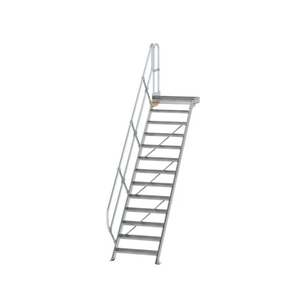 guenzburger steigtechnik treppe mit plattform 45 stufenbreite 800 mm 13 stufen aluminium geriffelt