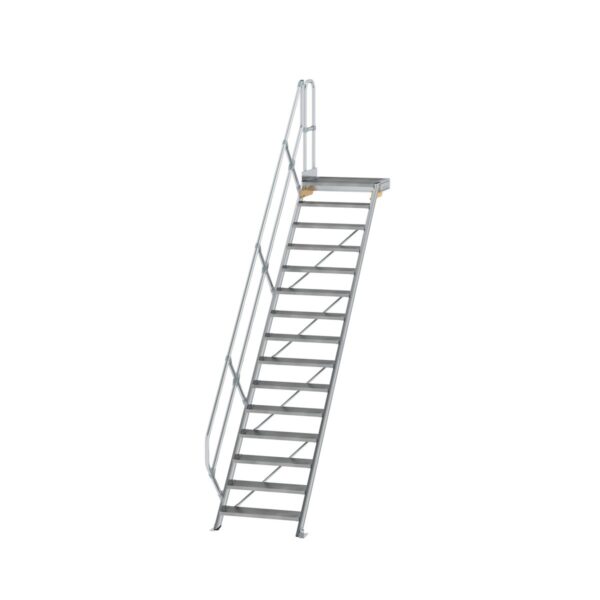 guenzburger steigtechnik treppe mit plattform 45 stufenbreite 800 mm 15 stufen aluminium geriffelt